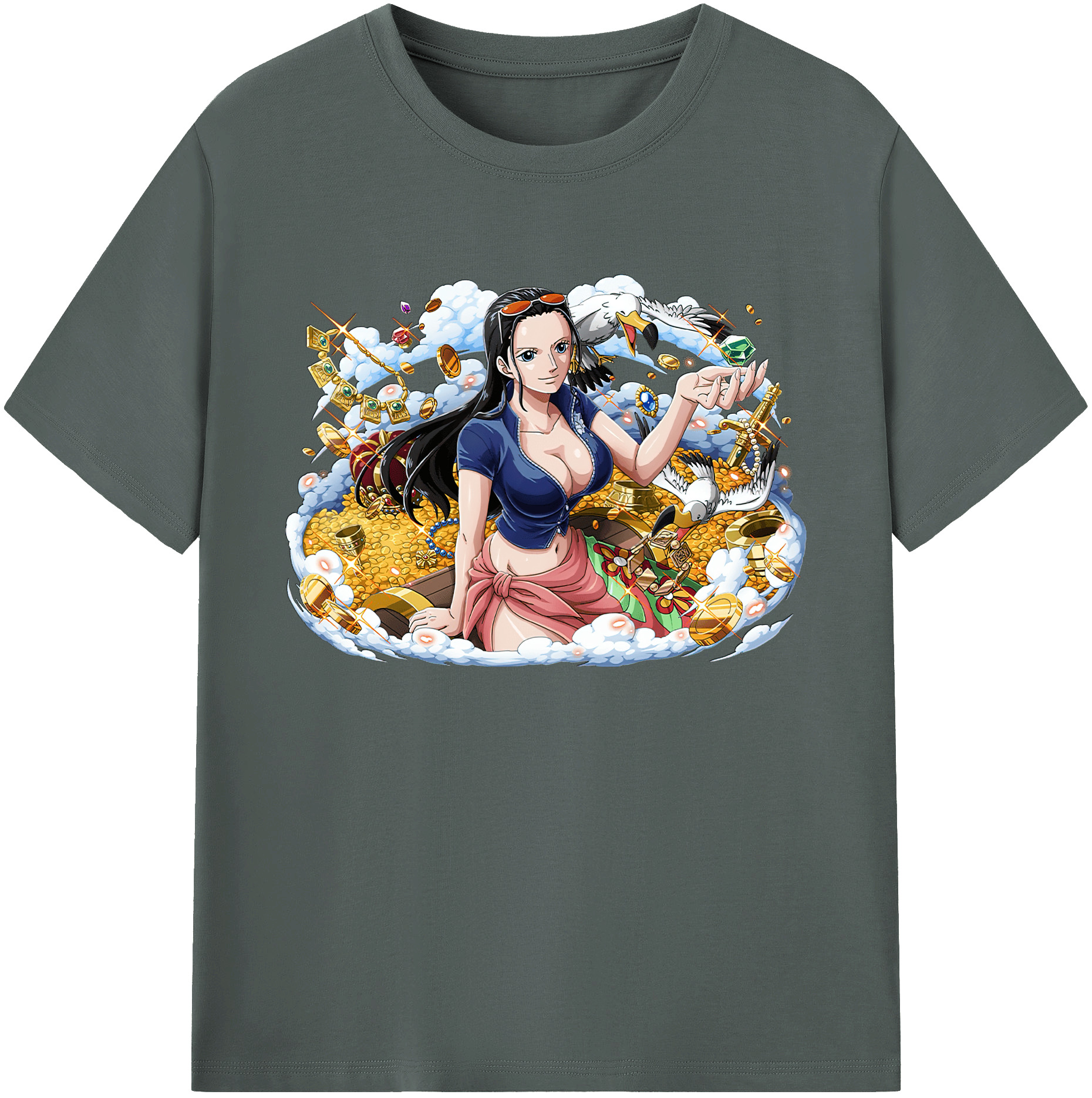 ワンピース ニコ・ロビン ONE PIECE Nico Robin 綿100％ メンズ半袖Tシャツ｜肌触りやわらか＆通気性